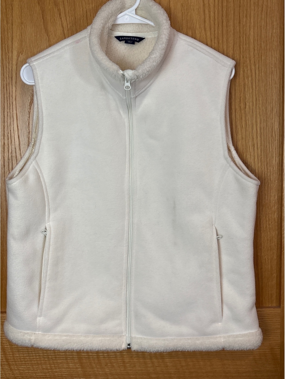 Lands' End Cream Fleece Vest Size M 10-12